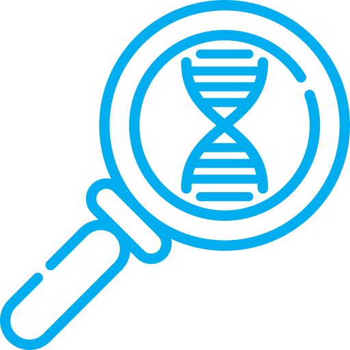 DNA through magnifying glass icon